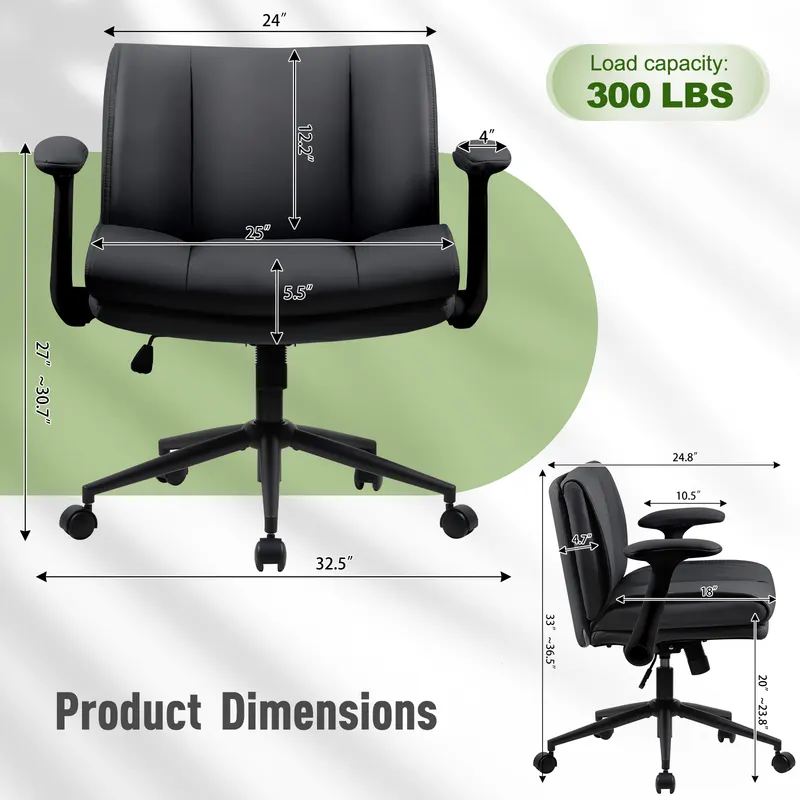With Flip-up Armrests Leather — Cross Legged Office Chair — photo 2