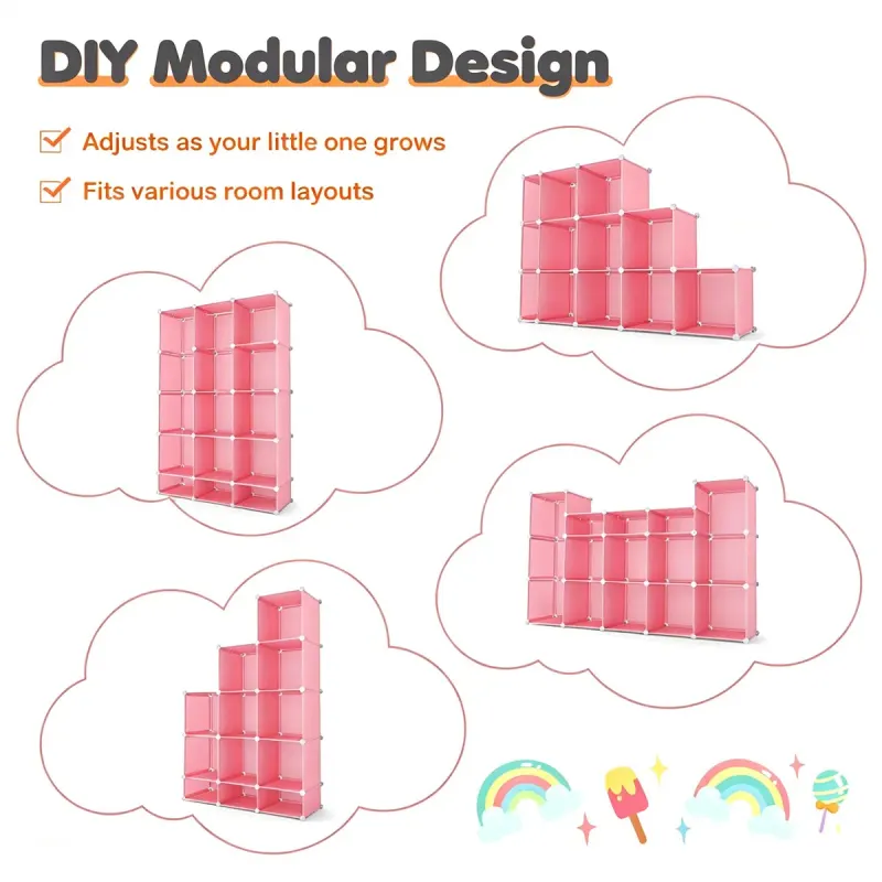 3-Cube Pink Modular Kids Closet — photo 7