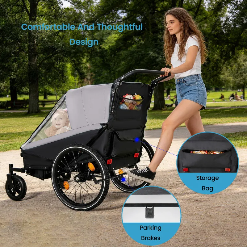 2 in 1 Kids Bike Trailer and Stroller for 1 to 2 Children — photo 4