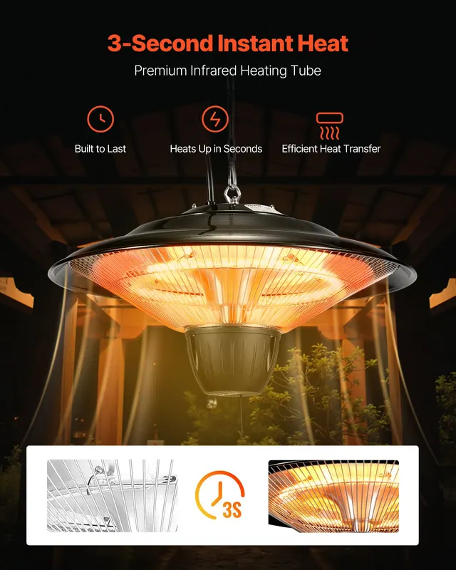Hanging Patio Heater β 1500W Electric Space Infrared Heater β photo 2