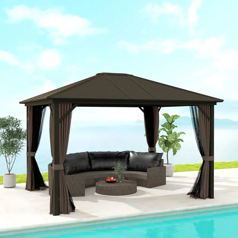 Hardtop Gazebo with Curtains and Netting β photo 2