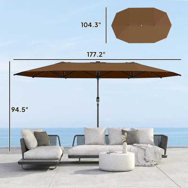 Garden Parasol — Double-sided Sun Umbrella with LED Solar Lights — photo 7