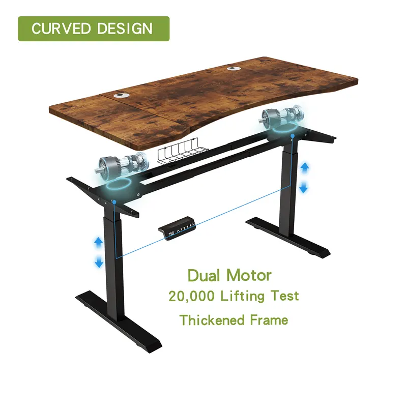 Dual Motor Curve Design Height Adjustable Electric Standing Desk — photo 3