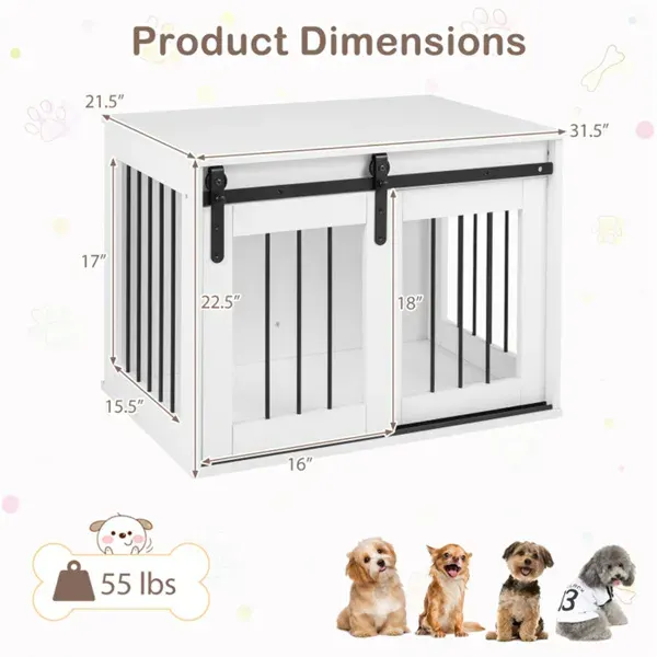 31.5" Dog Crate Furniture with Sliding Barn Door — photo 3