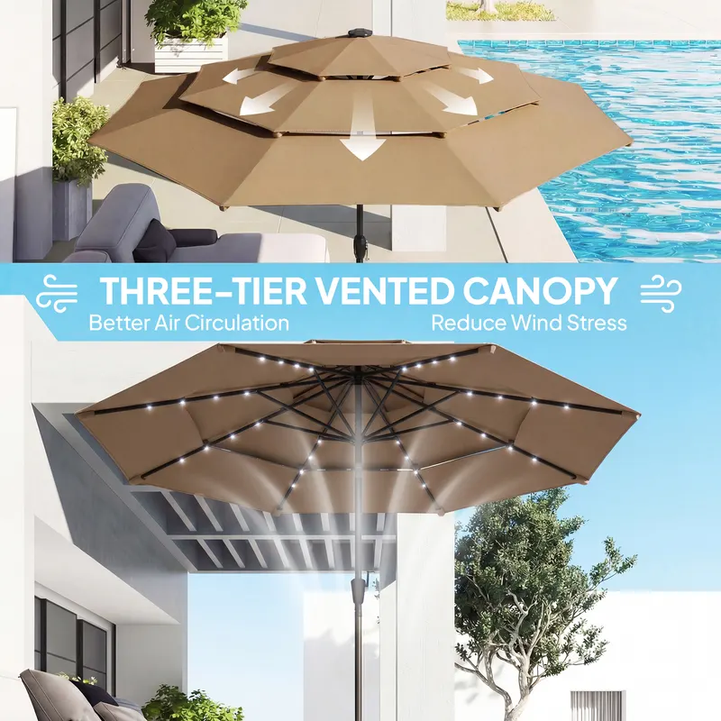 9.7 Ft Outdoor Patio Umbrella with Solar LED Lights β photo 5