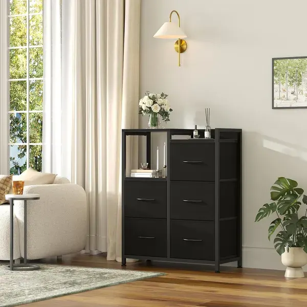 5 Drawer White Dressers for Bedroom 2 Tier Shelf Shelf Small — photo 7