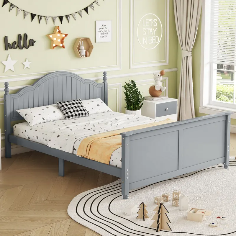 Full Size Bed for Kids — Wood Full Platform Bed with Headboard — photo 2