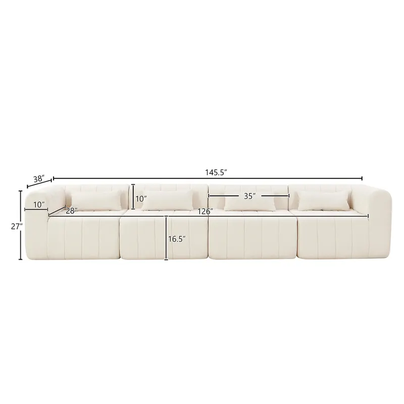 145.5 Inch Modular Full-compressed Sectional Sofa — photo 2