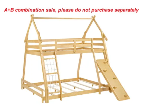 Bunk Bed Twin Over Full β House Bunk Bed with Climbing Nets