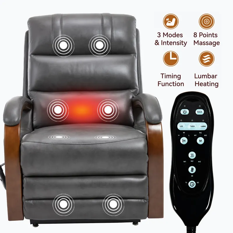 Power Dark Grey Leatheraire Lift Recliner Chair Dual Motor — photo 5