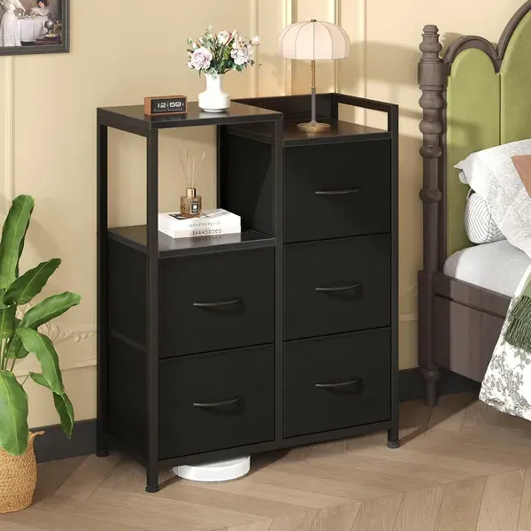 5 Drawer White Dressers for Bedroom 2 Tier Shelf Shelf Small — photo 6