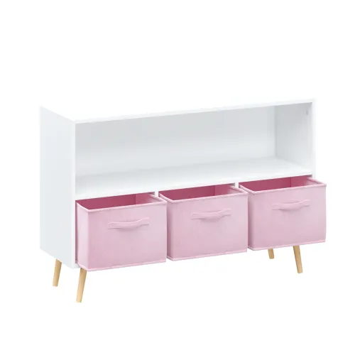 Fiberboard Children's Bookshelf with Foldable Fabric Drawers β photo 3