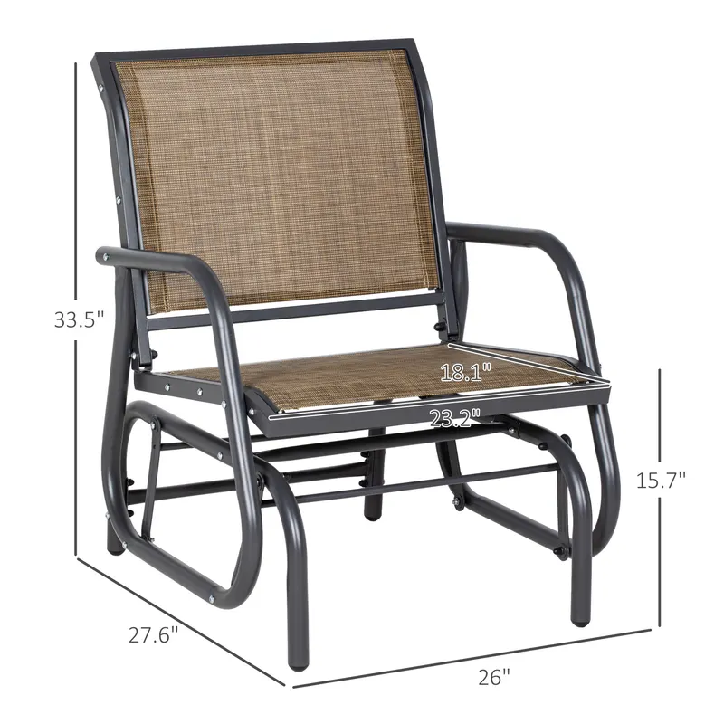 2 Pieces Outdoor Glider Chair — Steel Swing Chai with Curved — photo 6