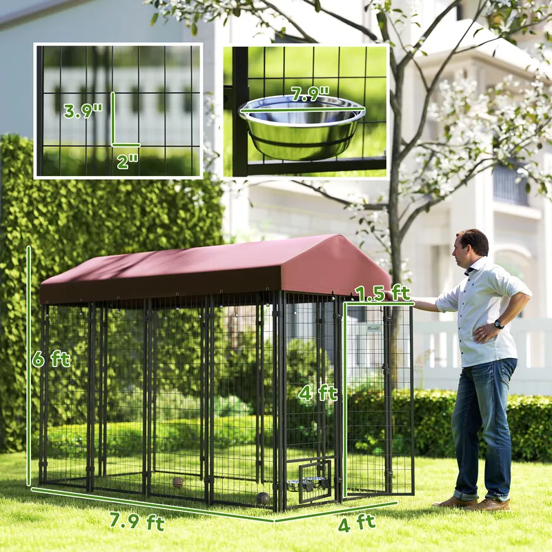 Outdoor Dog Kennel with Rotating Bowl Holders — photo 4