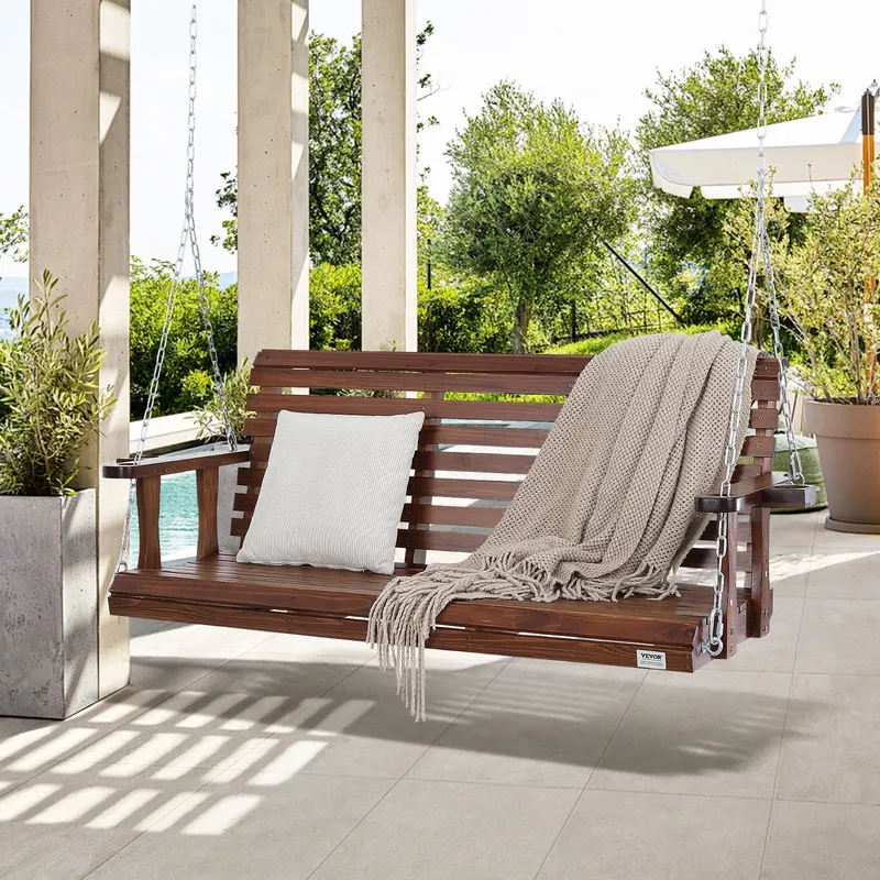 Wooden Porch Swing 5.5 Ft β Patio Bench Swing for Courtyard