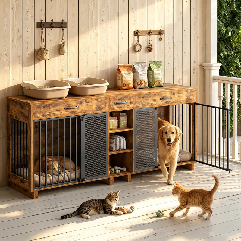 Large Wooden Dog Crate Furniture
