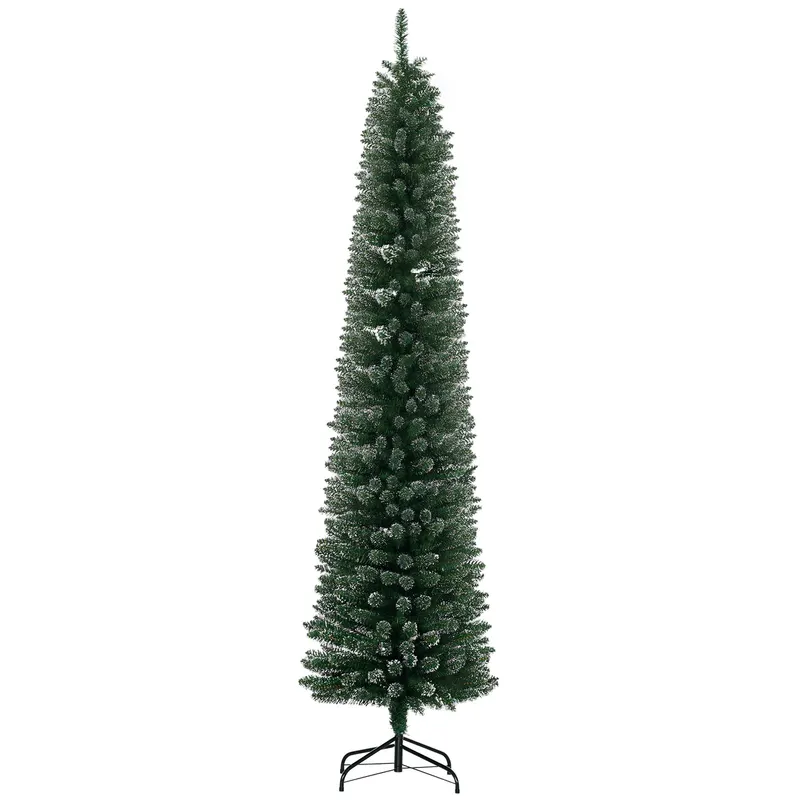 7.5FT Artificial Snow Dipped Christmas Tree Xmas Pencil Tree