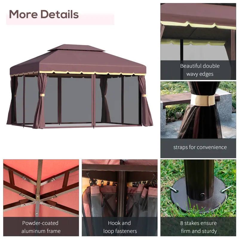 Patio Gazebo β Aluminum Frame Double Roof Outdoor Gazebo Canopy β photo 3