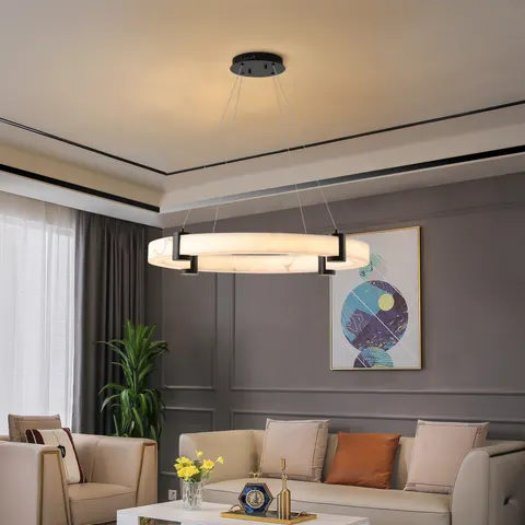Modern LED Pendant Light — 24-Inch Round Hanging Chandelier