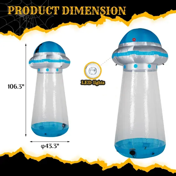 8.8 FT Halloween Inflatable UFO Yard Decoration — photo 3
