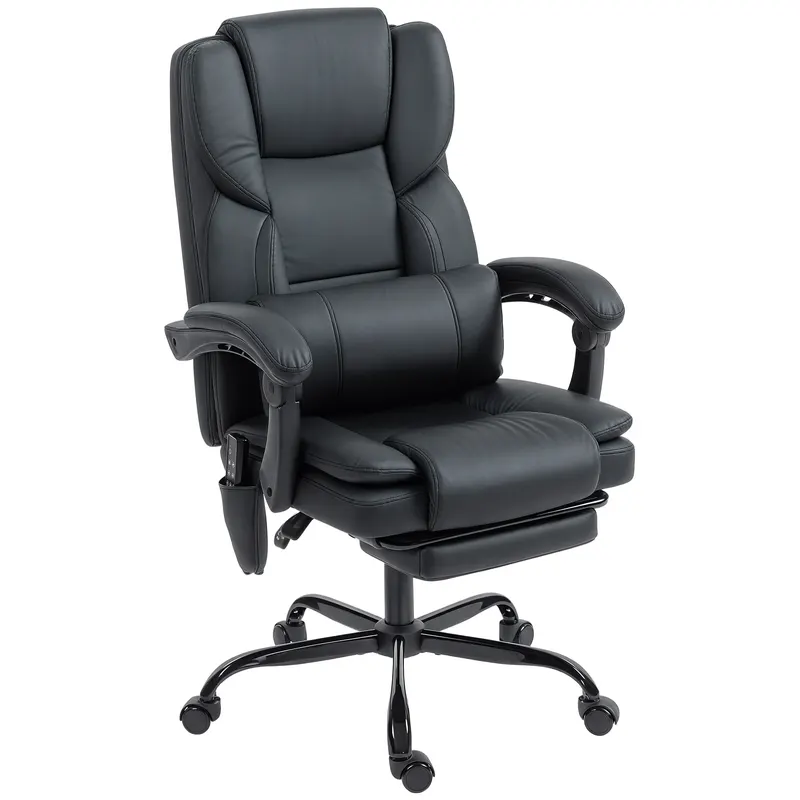 Office Chair with Massage β Pet-friendly Faux Leather Reclining