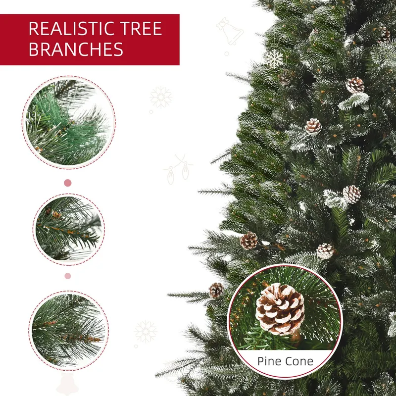 HOMCM 7FT Artificial Christmas Snow Pine Tree Holiday Home Xmas — photo 6