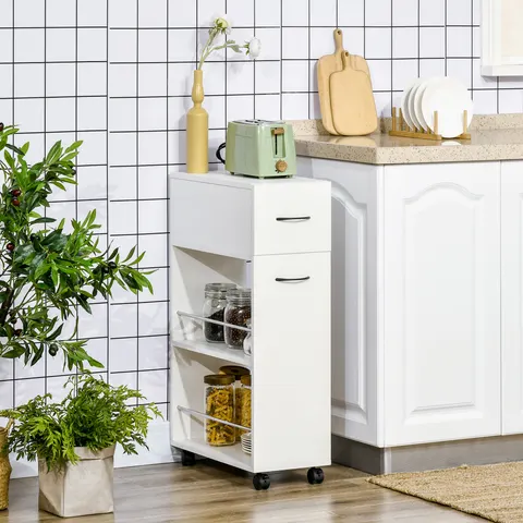3- Tier Slim Storage Cart — Rolling Narrow Kitchen Cart