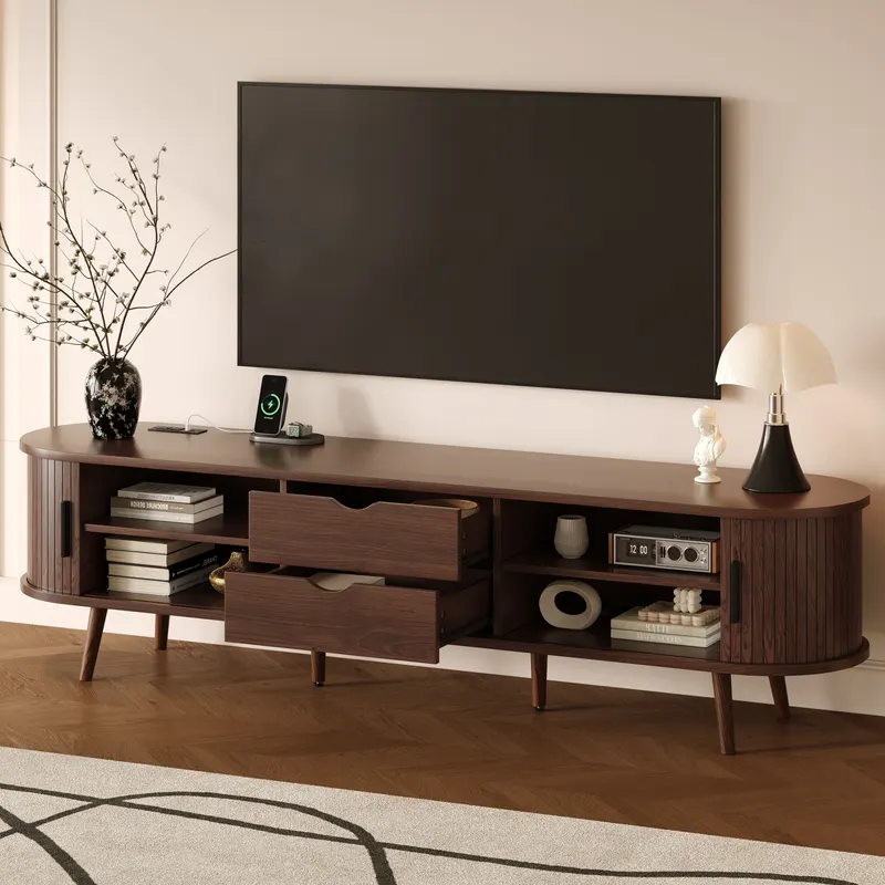 70 Inch Mid Century Modern TV Stand β photo 2