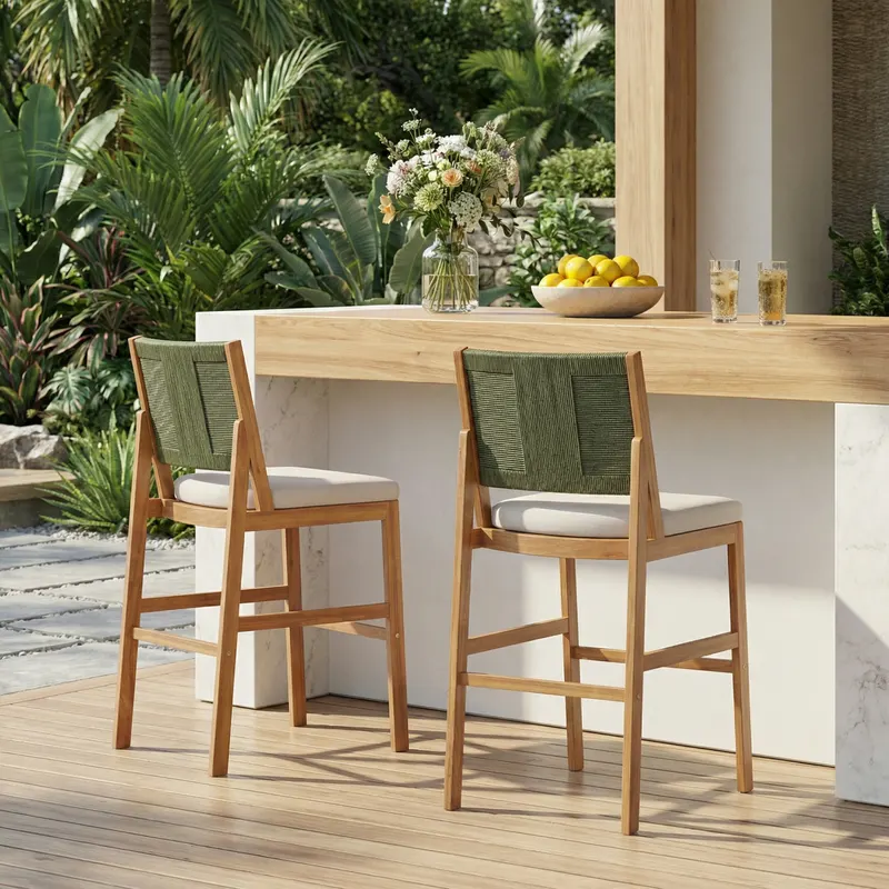 Outdoor Acacia Wood Bar Stools Set of 2 — photo 4