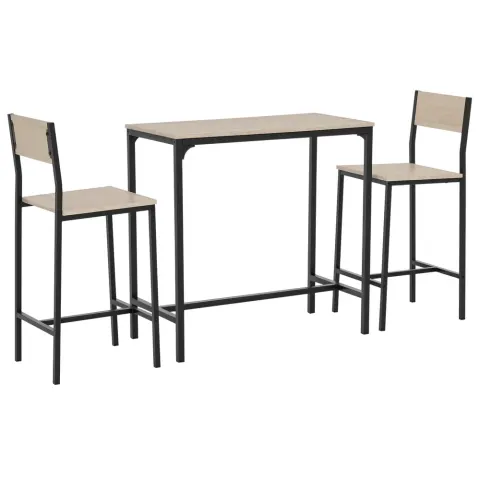 Industrial Bar Table Set Counter Height 3 Piece and 2 High Back