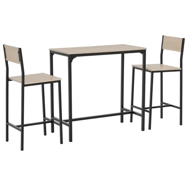 Industrial Bar Table Set Counter Height 3 Piece and 2 High Back
