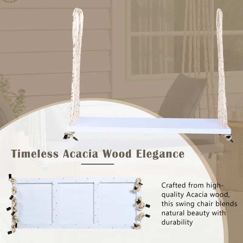 Patio Wooden Swing Chair Hanging Porch Swing Bench β photo 5
