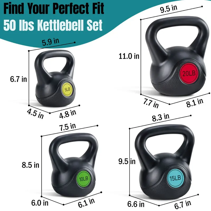 Hard Kettlebell Set — HDPE Coated Concrete Kettlebells — photo 3