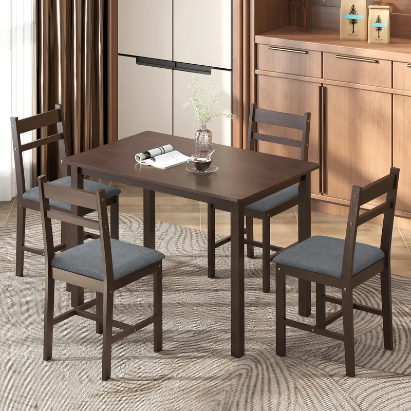 5-Piece Solid Wood Dining Table Set for 4 β photo 8