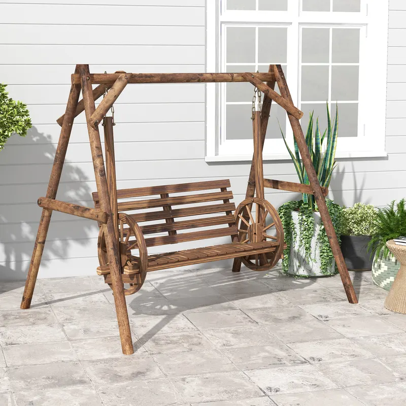 2-Seat Porch Swing with A-frame Stand β photo 3