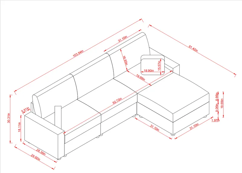 Modular Sectional Sofa β 4 Storages L-shaped Polyester Fabric β photo 5
