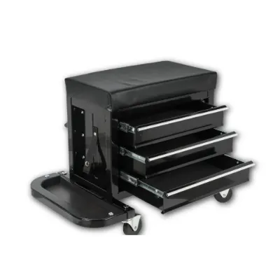 3-Drawer Tool Chest Rolling Mechanic Seat with Tool Trays