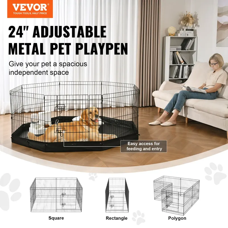 Dog Playpen — 8 Panels Foldable Metal Dog Exercise Pen — photo 5
