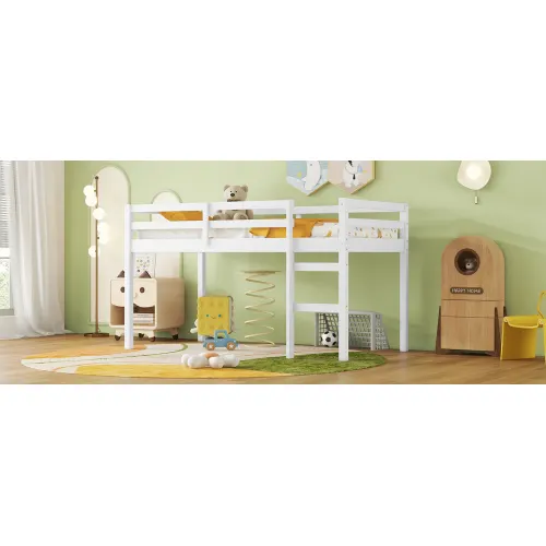Solid Wooden β Rubber Wooden Twin Loft Bed with Ladder β photo 4