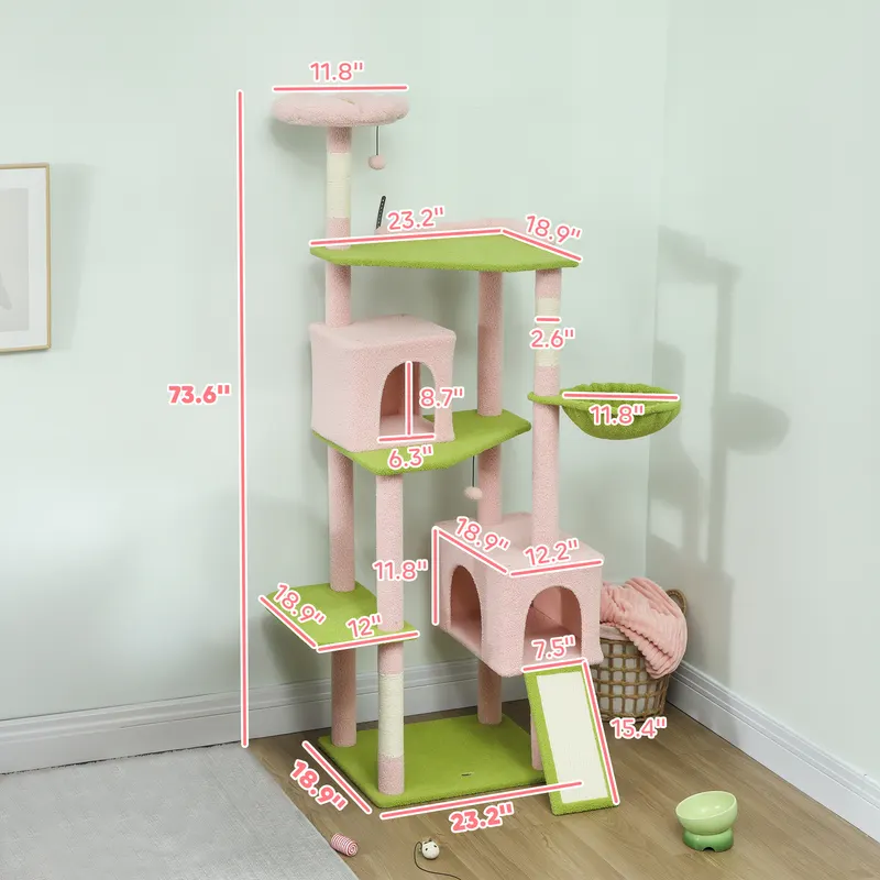 74" Flower Cat Tree — Large Cat Tower with Scratching Post — photo 5