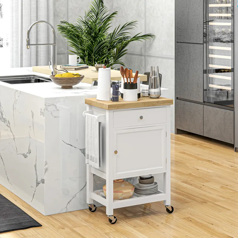 Kitchen Island on Wheels — Rolling Kitchen Cart with Rubberwood — photo 2