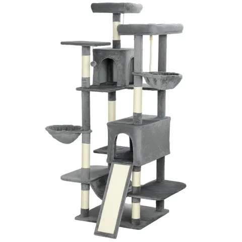 69" Cat Tree — Multi-level Cat Tower with 2 Condos and 3