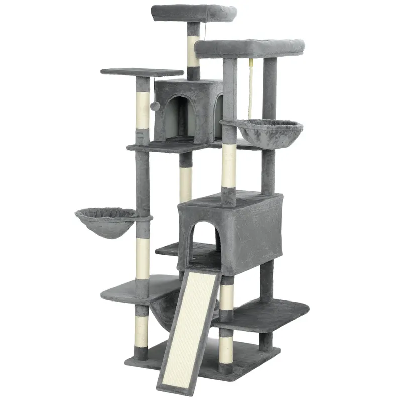 69" Cat Tree — Multi-level Cat Tower with 2 Condos and 3