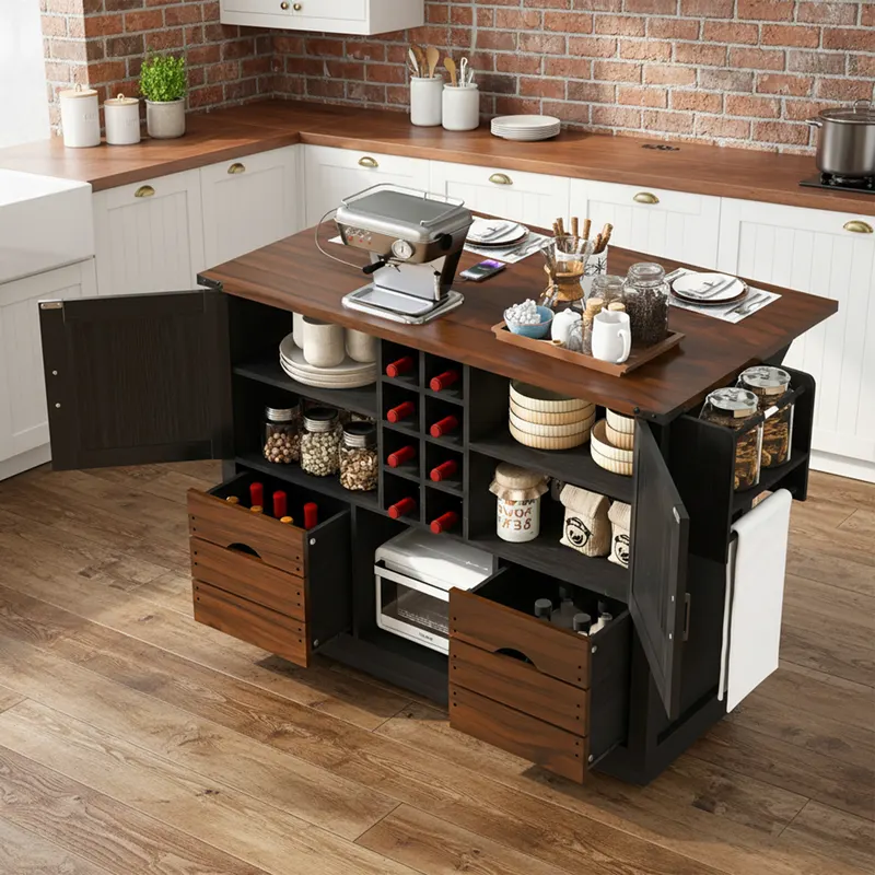 K&k 54 Farmhouse Kitchen Island with Drop Leaf — photo 3