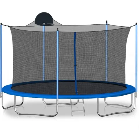 12FT Trampoline for Adults Kids with Basketball Hoop