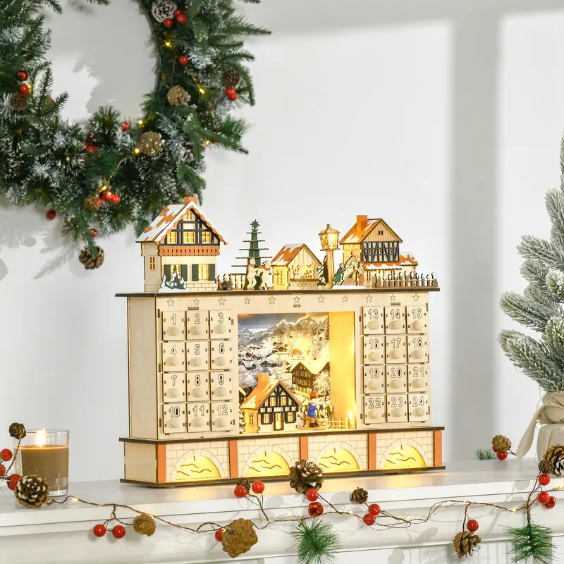 Christmas Advent Calendar — Light Up Table Xmas Wooden Store — photo 5
