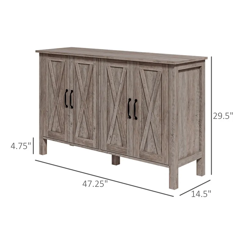 Sideboard Buffet with 4 Barn Doors and 2 Adjustable Shelves β photo 4