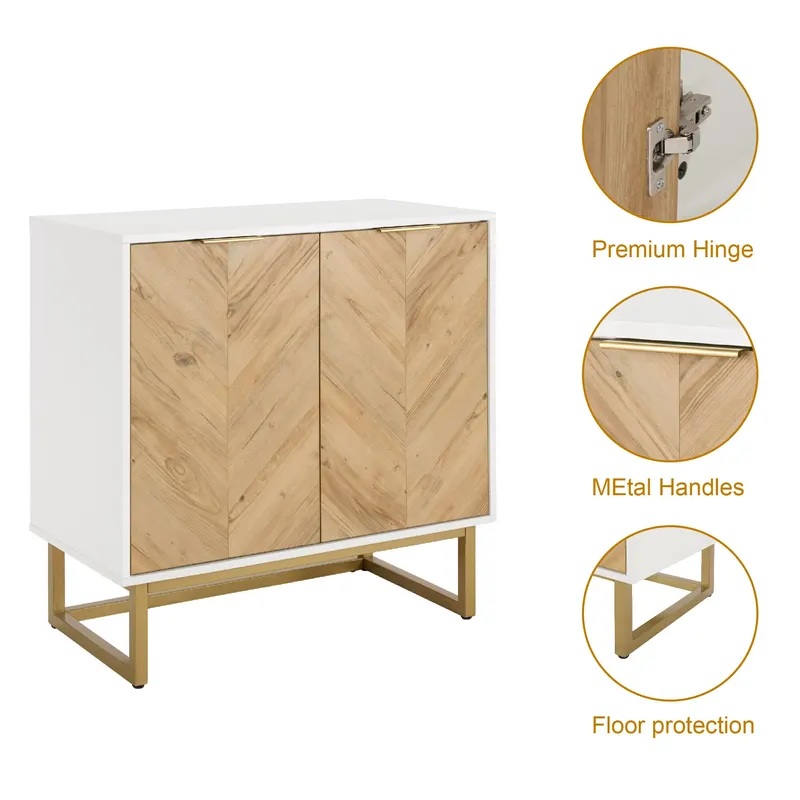 White and Gold Storage Cabinet with 2 Doors — photo 5