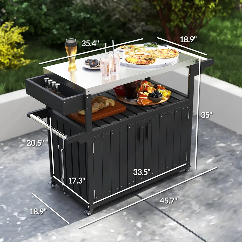 Outdoor Bar Cart with Storage — Stainless Steel Outdoor Bar — photo 4