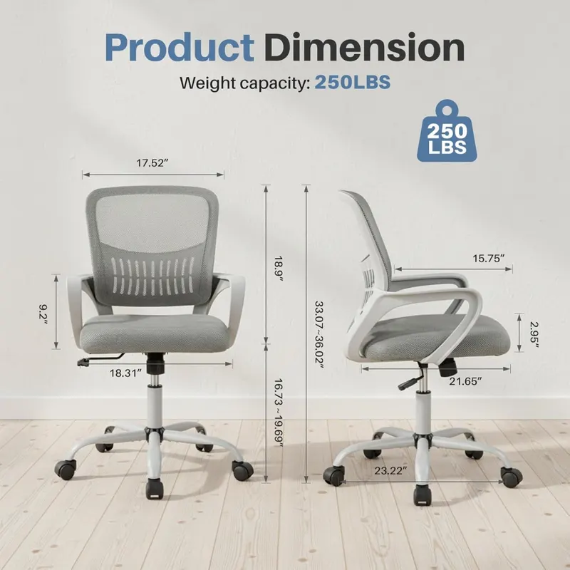 Home Office Computer Chair β Ergonomic Mid Back Desk with Lumbar β photo 4